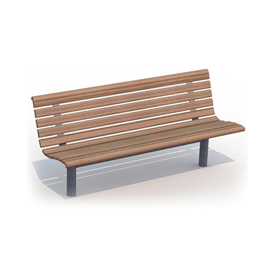 Rendered image on white background of Sofiero park bench with backrest.